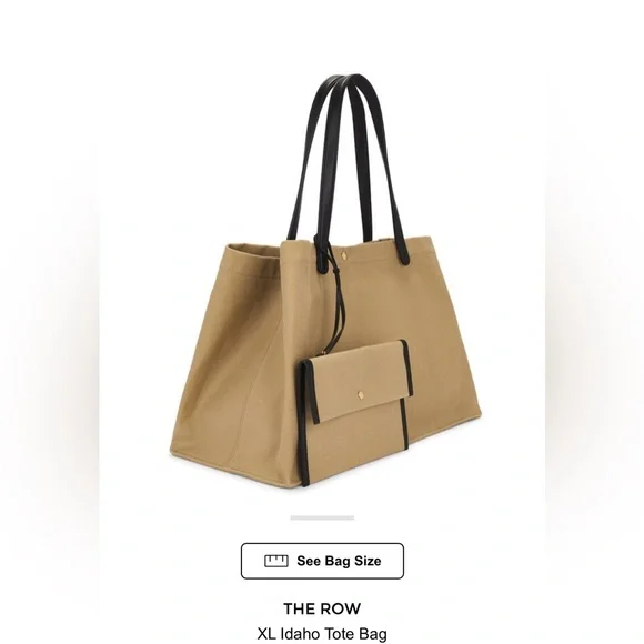 The Row XL Idaho Tote Being Canvas Leather Trim W1592 W253 + Pouch - Picture 6 of 16